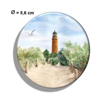 Kühlschrankmagnet m. Flaschenöffner Folienmagnet Aquarell Maritim Kunst Druck Kunstdruck Ostsee Leuchtturm Darßer Ort Darß Zingst Strand Meer