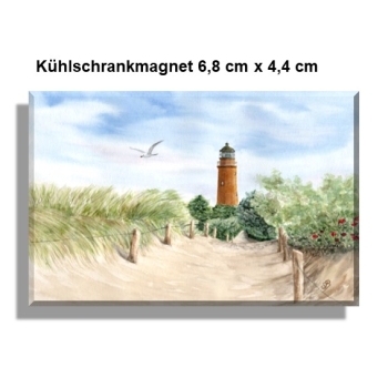 Kühlschrankmagnet Folienmagnet Aquarell Maritim Kunst Druck Kunstdruck Ostsee Leuchtturm Darßer Ort Darß Zingst Strand Meer