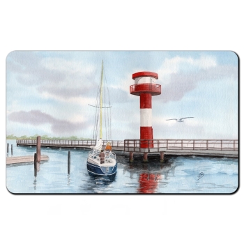 Frühstücksbrettchen Brettchen Aquarell Maritim Kunst Druck Kunstdruck Ostsee - Leuchtturm Eckernförde - EKF1 Schleimünde Schlei Kappeln