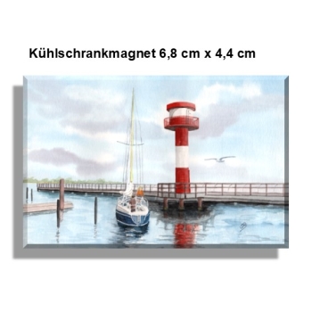 Kühlschrankmagnet  Aquarell Maritim Kunst Druck Kunstdruck Ostsee Leuchtturm Maasholm Schleimünde Schlei Kappeln