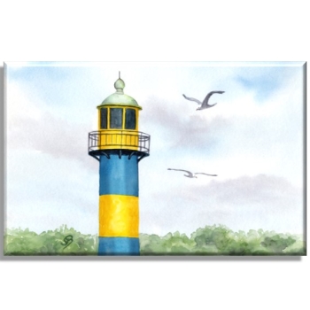 Leinwand 30 x 20 cm Keilrahmen Canvas-Leinen Aquarell Maritim Kunst Druck Kunstdruck Ostsee - - Alter Leuchtturm Eckernförde - EKF2 Schleimünde Schlei Kappeln