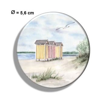 Kühlschrankmagnet m. Flaschenöffner Aquarell Maritim Kunst Druck Kunstdruck Ostsee - Eckernförde Strand Umkleidekabinen - EKF3 Schleimünde Schlei Kappeln