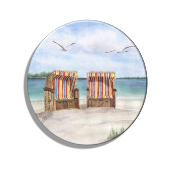 Kühlschrankmagnet m. Flaschenöffner Eckernförde Strand bunte Strandkörbe - EKF4