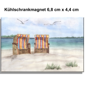 Kühlschrankmagnet  Eckernförde Strand bunte Strandkörbe - EKF4