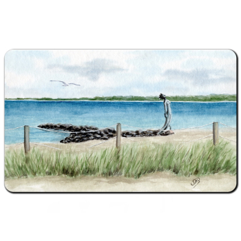 Frühstücksbrettchen Brettchen Aquarell Maritim Kunst Druck Kunstdruck Ostsee - Eckernförde StrandMeerjungfrau