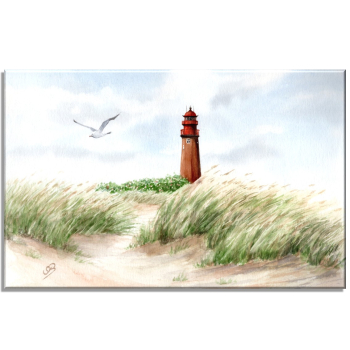 Leinwand 30 x 20 cm Keilrahmen Canvas-Leinen  Aquarell Maritim Kunst Druck Kunstdruck Ostsee Fehmarn - Leuchtturm Flügger - FEH1