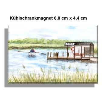 Kühlschrankmagnet  Aquarell Maritim Kunst Druck Kunstdruck Ostsee Fähre Moritzdorf Rügen