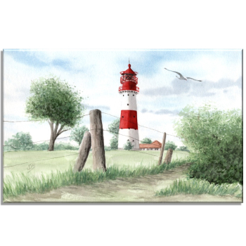 Leinwand 30 x 20 cm Keilrahmen Canvas-Leinen Aquarell Maritim Kunst Druck Kunstdruck Ostsee Leuchtturm Falshöft Schleimünde Schlei Kappeln