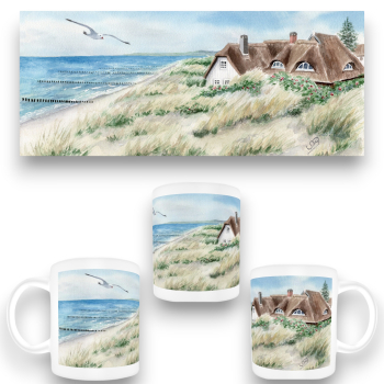 Cup Coffee Cup Mug  -  Watercolor Maritime Art Print – Baltic Sea, Beach, Fischland, Ahrenshoop, Darß, Zingst, Prerow