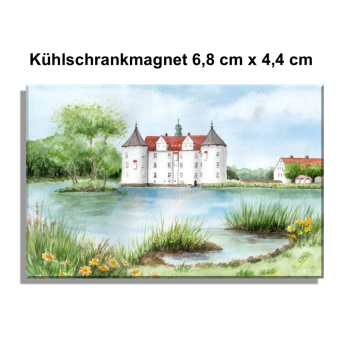 Fridge magnet Watercolor Maritime Art Print Baltic Sea - Glücksburg Castle, Flensburg