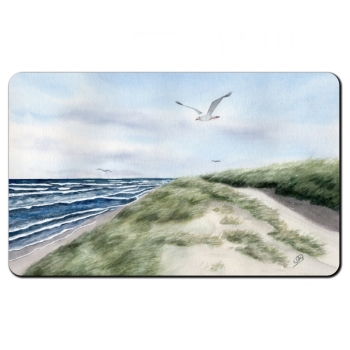 Frühstücksbrettchen Brettchen Aquarell Maritim Kunst Druck Kunstdruck Dänemark Nordsee Ostsee Düne Meer Möwe Strand