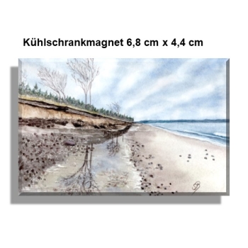 Kühlschrankmagnet Aquarell Maritim Kunst Druck Kunstdruck Ostsee  Strand Meer Dünen Ostseestrand