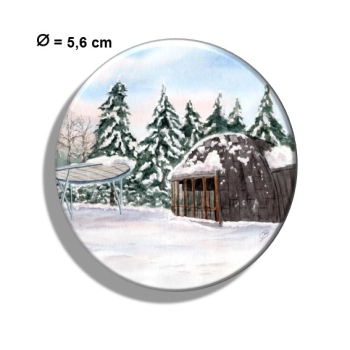 Kühlschrankmagnet m. Flaschenöffner Aquarell Maritim Kunst Druck Kunstdruck Konzertpavillon in Graal-Müritz im Winter - GM12