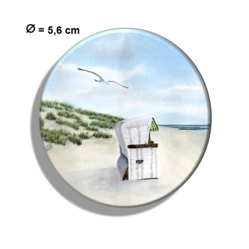 Kühlschrankmagnet m. Flaschenöffner  Aquarell Maritim Kunst Druck Kunstdruck Dänemark Nordsee Ostsee Strandkorb Düne Dünen Sylt Meer Möwe Strand