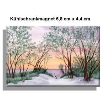 Kühlschrankmagnet Strandweg  Aquarell Maritim Kunst Druck Kunstdruck Dänemark Nordsee Ostsee Dünen Meer Strand Sylt