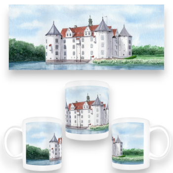Tasse Becher Kaffeebecher Aquarell Maritim Kunst Druck Kunstdruck Ostsee - SchLoss Glücksburg Flensburg