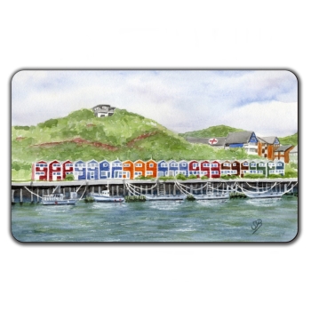 Frühstücksbrettchen Brettchen  Aquarell Maritim Kunst Druck Kunstdruck Nordsee Insel Helgoland Hummerbuden Lange Anna Felsen Hafen Shops