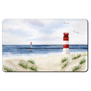 Frühstücksbrettchen Brettchen Aquarell Maritim Kunst Druck Kunstdruck Nordsee Insel Helgoland Leuchtturm Strand Düne