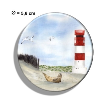 Kühlschrankmagnet m. Flaschenöffner Aquarell Maritim Kunst Druck Kunstdruck Nordsee Insel Helgoland Robbe Seehund Leuchtturm Strand Düne