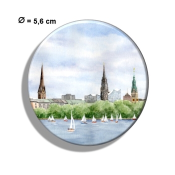 Kühlschrankmagnet m. Flaschenöffner Hamburg - Binnenalster - Kleiner Binnensee - HH1