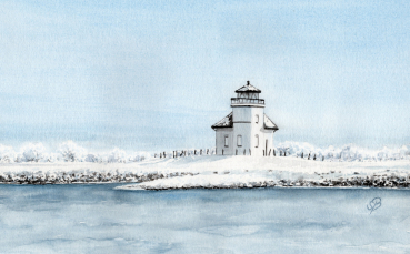 Preview: Frühstücksbrettchen Brettchen - Leuchtfeuer Juelssand Elbe Hamburg - HH10