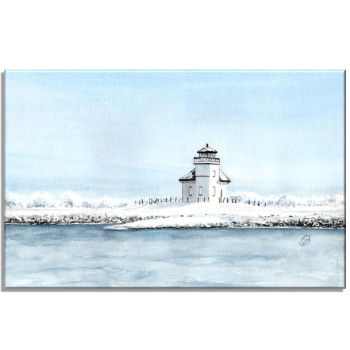 Leinwand 30 x 20 cm Keilrahmen Canvas-Leinen Leuchtfeuer Juelssand Elbe Hamburg - HH10