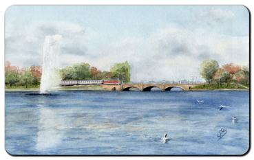 Preview: Frühstücksbrettchen Brettchen Hamburg - Binnenalster - Fontäne - HH12