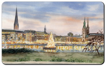 Preview: Frühstücksbrettchen Brettchen - Hamburg Binnenalster Weihnachten - HH13