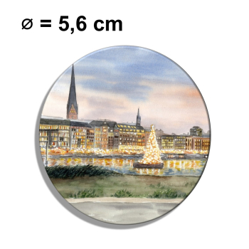 Fridge magnet with bottle opener Watercolor Maritime Art Print Hamburg Main Church St. Michaelis Michel Christmas HH7