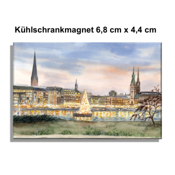 Fridge magnet Watercolor Maritime Art Print Hamburg Main Church St. Michaelis Michel Christmas HH7