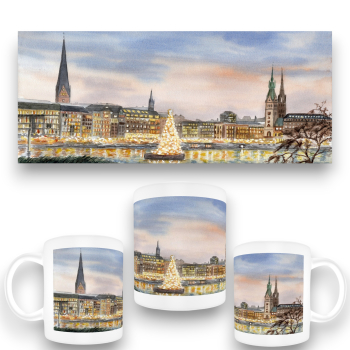 Cup Coffee Cup Mug Watercolor Maritime Art Print Hamburg Main Church St. Michaelis Michel Christmas HH7