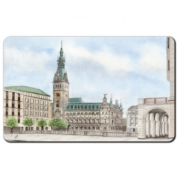Frühstücksbrettchen Brettchen Aquarell Maritim Kunst Druck Kunstdruck Hamburg Rathaus - HH14