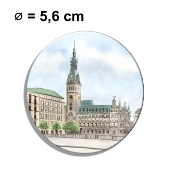 Kühlschrankmagnet m. Flaschenöffner Aquarell Maritim Kunst Druck Kunstdruck Hamburg Rathaus - HH14