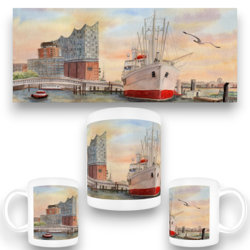 Tasse Becher Kaffeebecher - Hamburg Elbphilharmonie & Cap San Diego - HH15