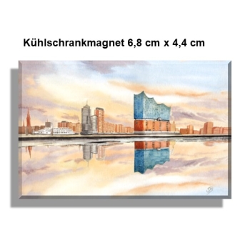 Kühlschrankmagnet Aquarell Maritim Kunst Druck Kunstdruck Nordsee Hamburg Alster Elbphilharmonie - HH2