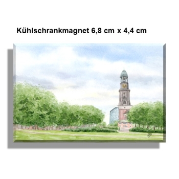 Kühlschrankmagnet Aquarell Maritim Kunst Druck Kunstdruck Hamburg Hauptkirche St. Michaelis Michel HH4