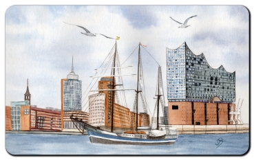 Frühstücksbrettchen Brettchen Hamburg Segelschiff Elbphilharmonie - HH5