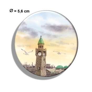 Kühlschrankmagnet m. Flaschenöffner Aquarell Maritim Kunst Druck Kunstdruck Landungsbrücken Hamburg - HH6