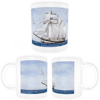 Cup Coffee Cup Mug Watercolor Maritime Art Print sailing vessel ship