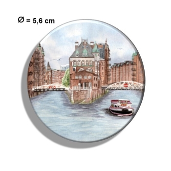 Kühlschrankmagnet m. Flaschenöffner Aquarell Maritim Kunst Druck Kunstdruck Hamburg-Speicherstadt - HH9