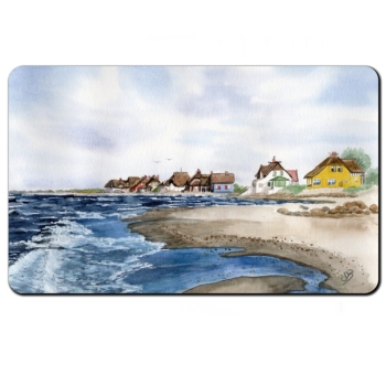 Frühstücksbrettchen Brettchen  Aquarell Maritim Kunst Druck Kunstdruck Ostsee Heiligenhafen Insel Fehmarn Strand Meer Dünen