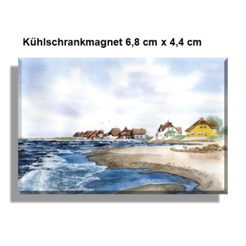 Kühlschrankmagnet  Aquarell Maritim Kunst Druck Kunstdruck Ostsee Heiligenhafen Insel Fehmarn Strand Meer Dünen