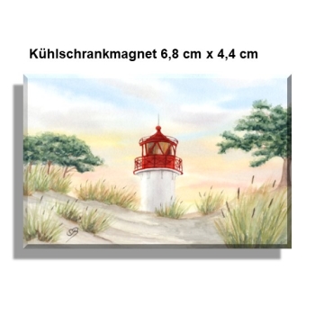 Kühlschrankmagnet  Aquarell Maritim Kunst Druck Kunstdruck Ostsee Kleiner Leuchtturm Hiddensee Rügen Strand Dünen