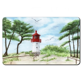 Frühstücksbrettchen Brettchen Aquarell Maritim Kunst Druck Kunstdruck Ostsee Kleiner Leuchtturm Hiddensee Rügen Strand Dünen
