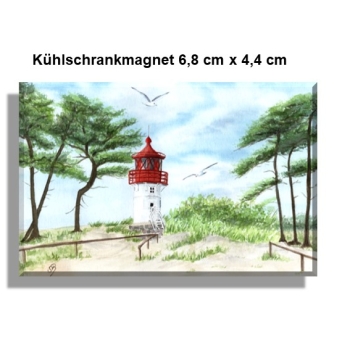 Kühlschrankmagnet  Aquarell Maritim Kunst Druck Kunstdruck Ostsee Kleiner Leuchtturm Hiddensee Rügen Strand Dünen