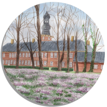 Untersetzer Glasuntersetzer rund 9,5 cm Aquarell Maritim Kunst Druck Kunstdruck Nordsee Schloss Park - Husum