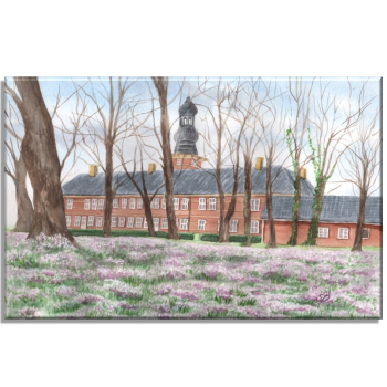 Leinwand 30 x 20 cm Keilrahmen Canvas-Leinen Aquarell Maritim Kunst Druck Kunstdruck Nordsee Büsum Schloss Park - Husum