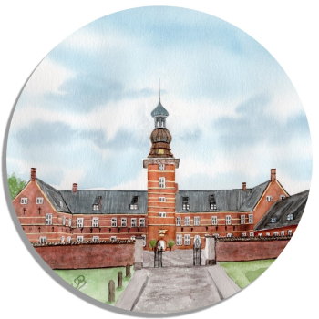 Untersetzer Glasuntersetzer rund 9,5 cm Aquarell Maritim Kunst Druck Kunstdruck Nordsee Schloss Park - Husum