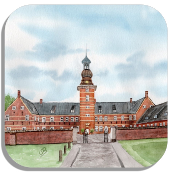 Untersetzer Glasuntersetzer 9,5 x 9,5 cm Aquarell Maritim Kunst Druck Kunstdruck Nordsee Schloss Park - Husum