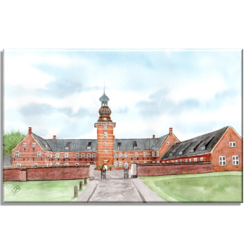 Leinwand 30 x 20 cm Keilrahmen Canvas-Leinen Aquarell Maritim Kunst Druck Kunstdruck Nordsee Büsum Schloss Park - Husum